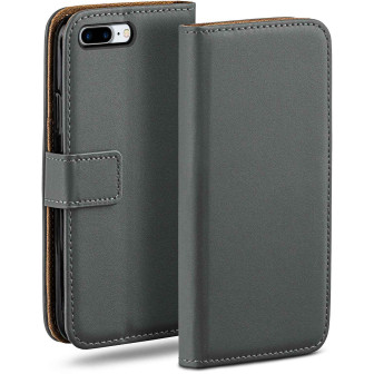 moex moex Book Case für iPhone 8 Plus Klapphülle mit Kartenfach – Anthracite-Gray