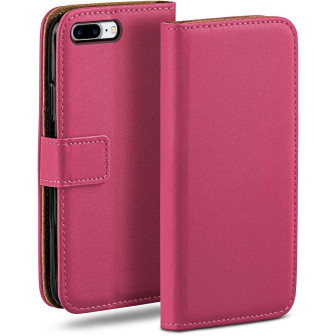 moex moex Book Case für iPhone 8 Plus Klapphülle mit Kartenfach – Berry-Fuchsia