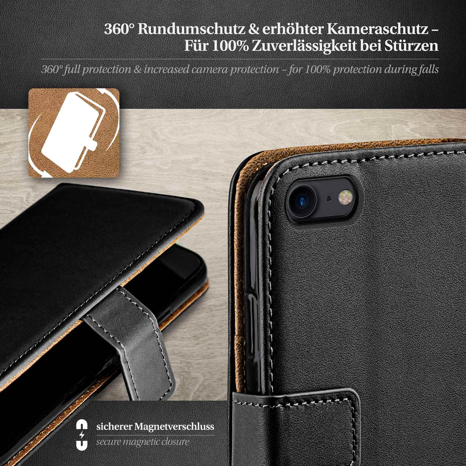 moex Book Case für iPhone 8 Klapphülle mit Kartenfach – Weiteres Produktbild 3