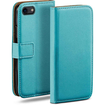 moex moex Book Case für iPhone SE (2022) Klapphülle mit Kartenfach – Aqua-Cyan