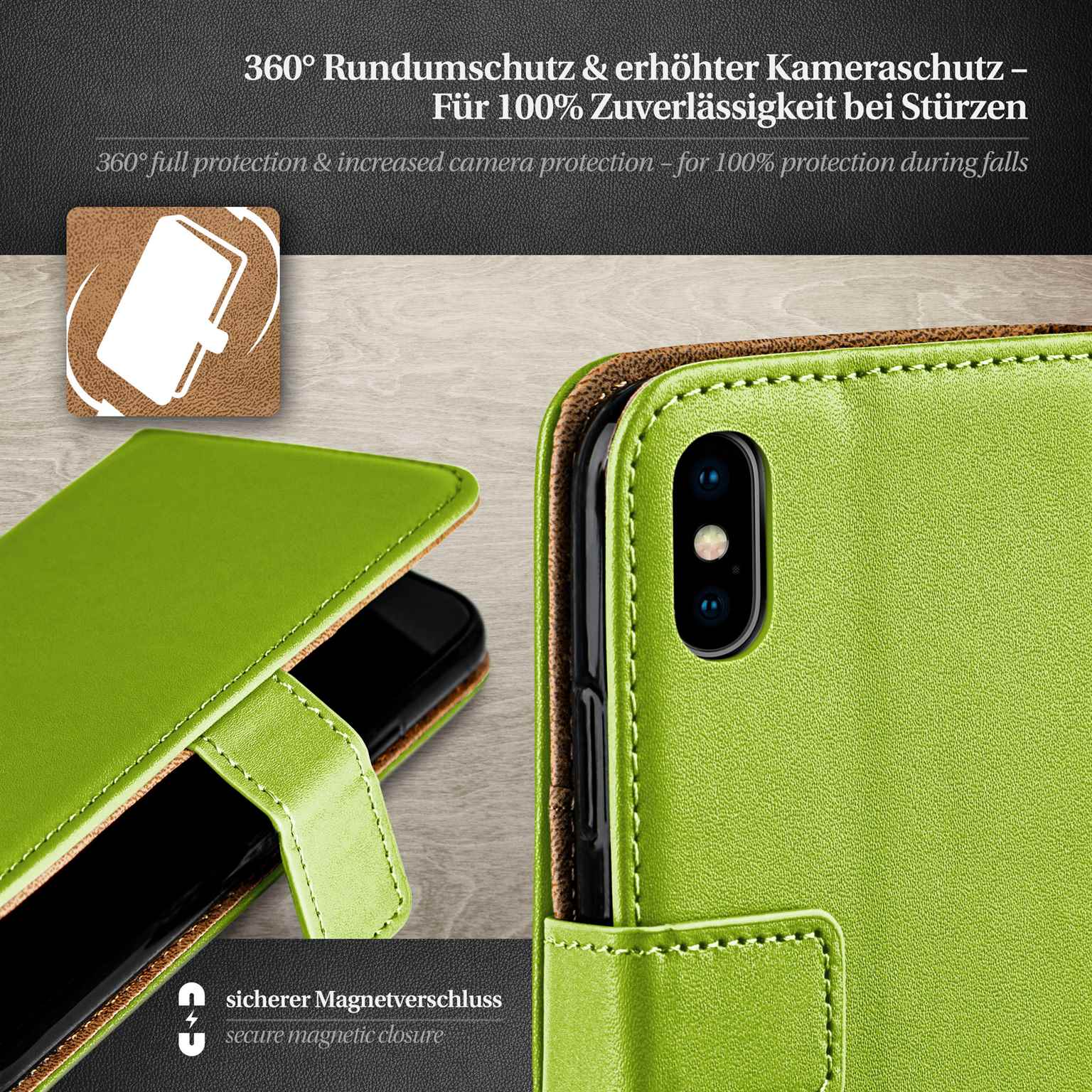 moex Book Case für iPhone X Klapphülle mit Kartenfach – Weiteres Produktbild 2