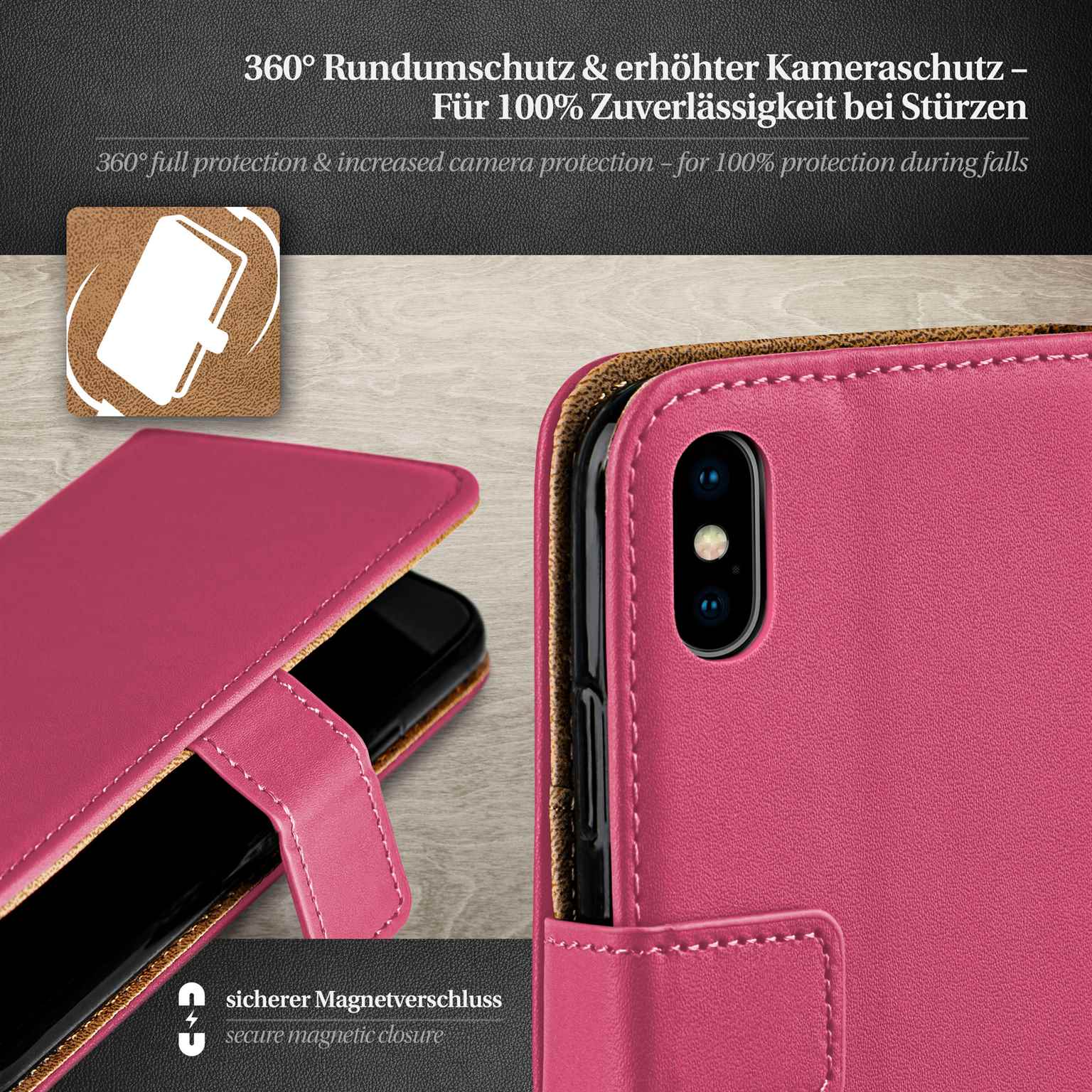 moex Book Case für iPhone X Klapphülle mit Kartenfach – Weiteres Produktbild 2