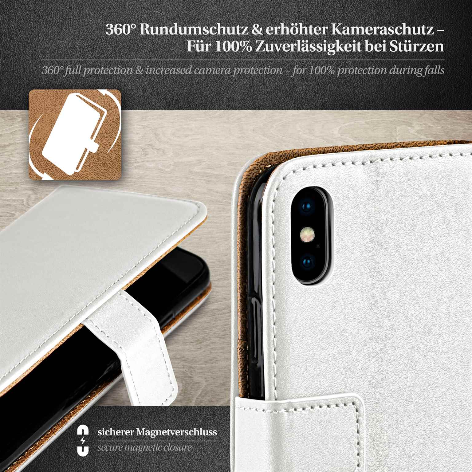 moex Book Case für iPhone X Klapphülle mit Kartenfach – Weiteres Produktbild 2