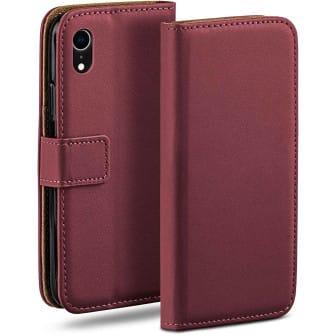 moex moex Book Case für iPhone XR Klapphülle mit Kartenfach – Maroon-Red