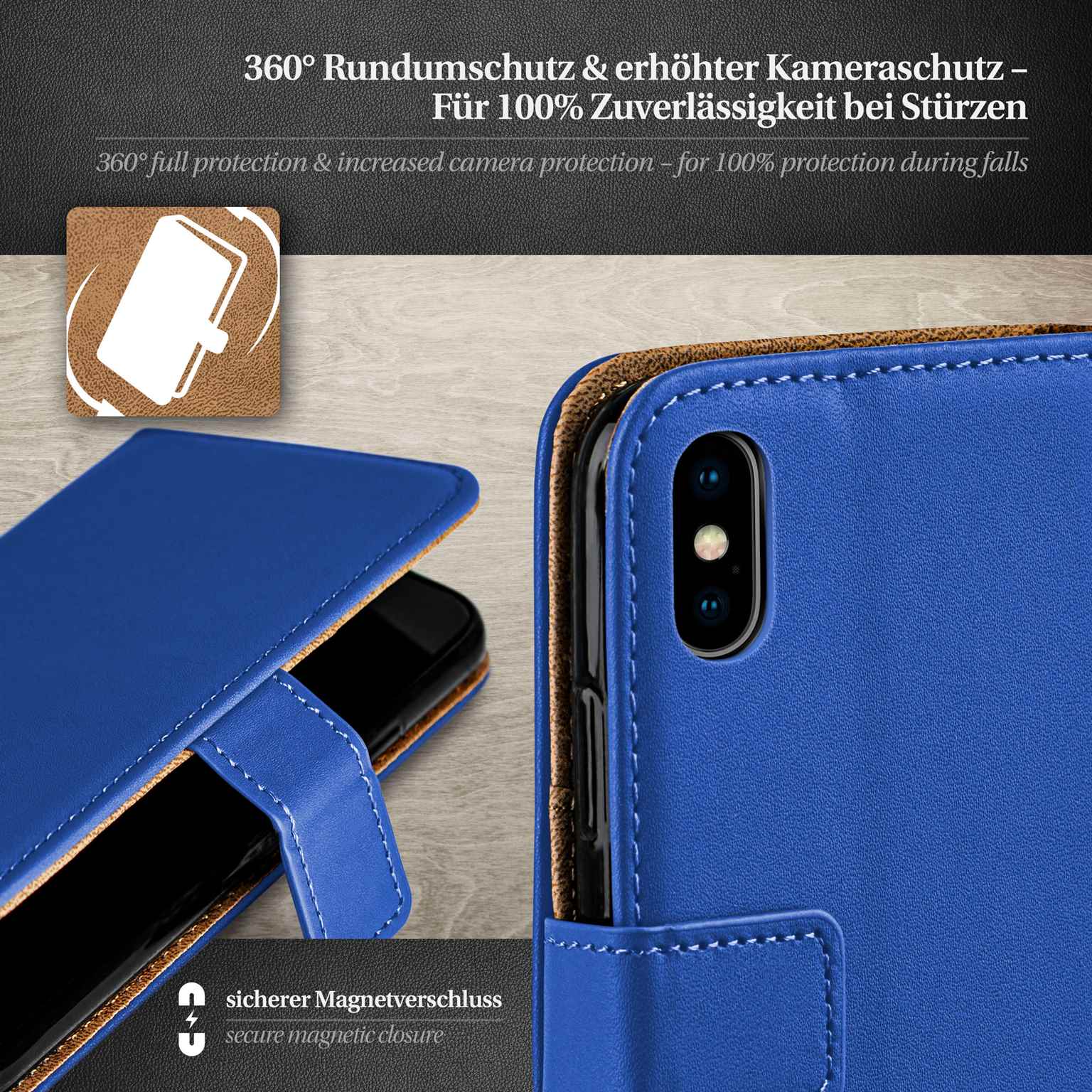 moex Book Case für iPhone XS Klapphülle mit Kartenfach – Weiteres Produktbild 3