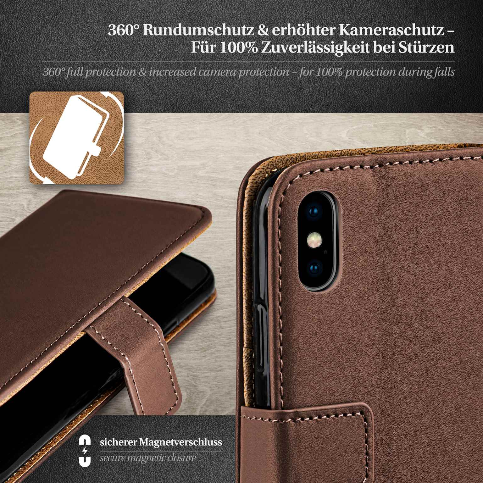 moex Book Case für iPhone XS Klapphülle mit Kartenfach – Weiteres Produktbild 3