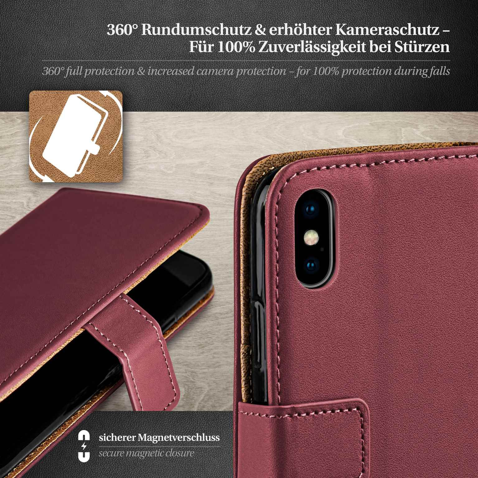 moex Book Case für iPhone XS Klapphülle mit Kartenfach – Weiteres Produktbild 3