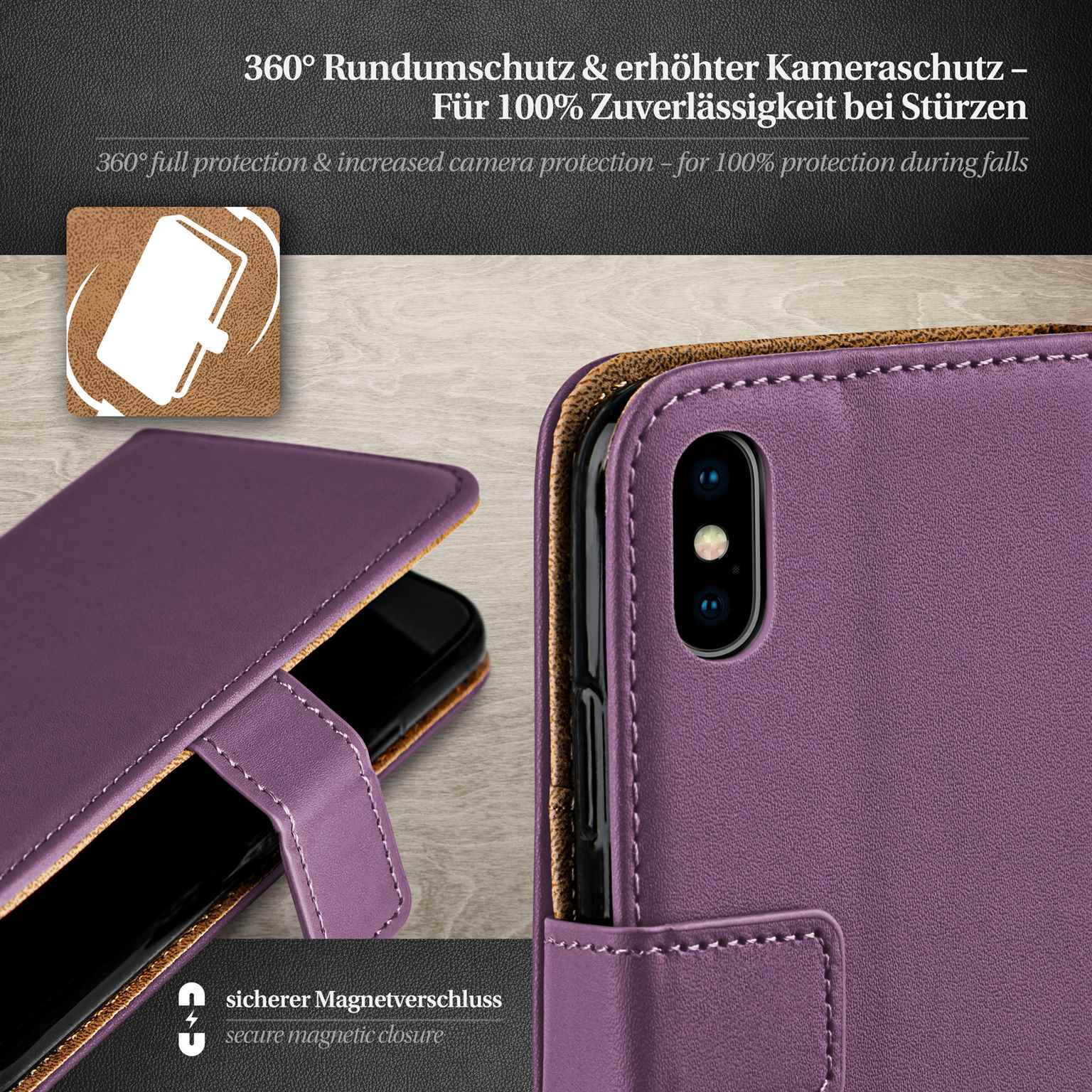 moex Book Case für iPhone XS Klapphülle mit Kartenfach – Weiteres Produktbild 3