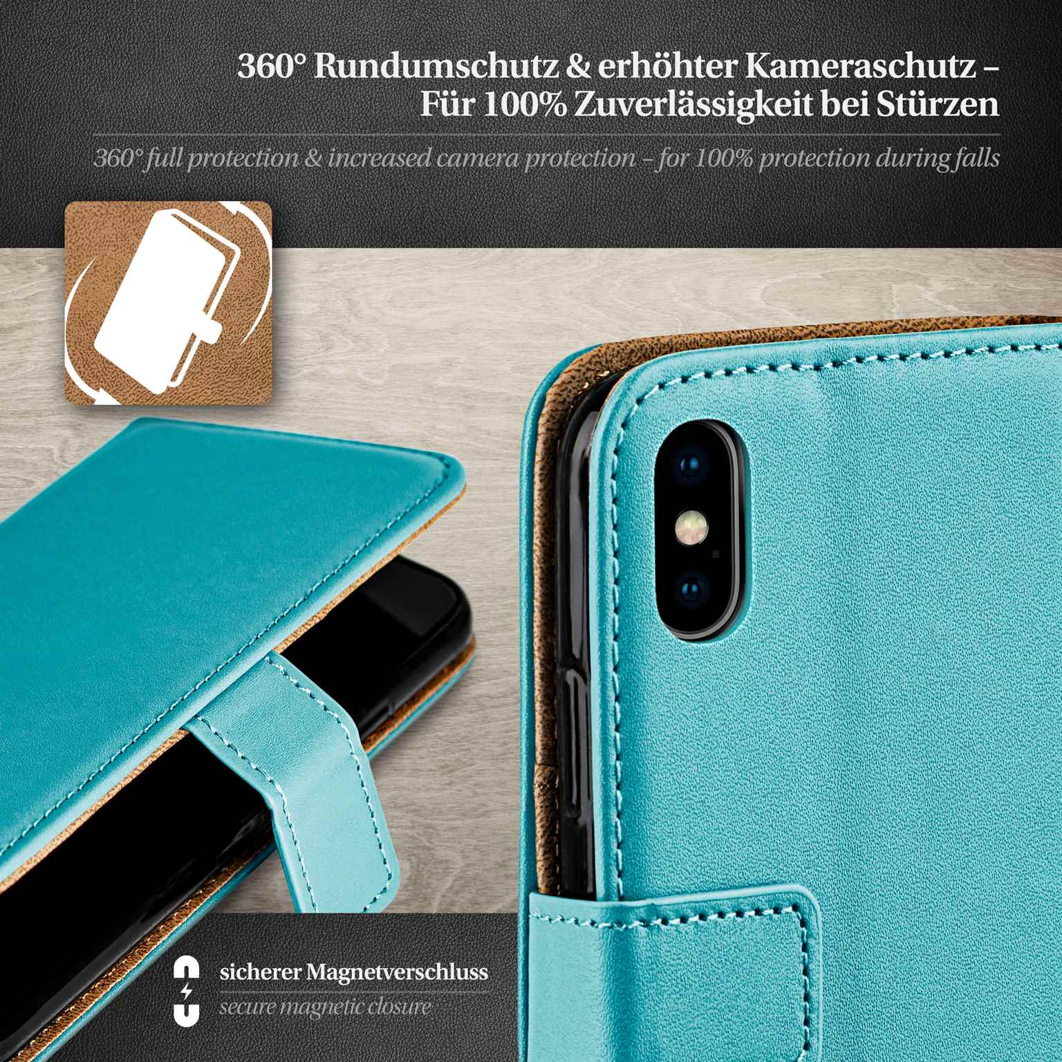 moex Book Case für iPhone XS Klapphülle mit Kartenfach – Weiteres Produktbild 3