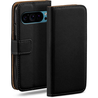 moex Book Case für Google Pixel 9 Pro XL Klapphülle mit Kartenfach – Tiefschwarz