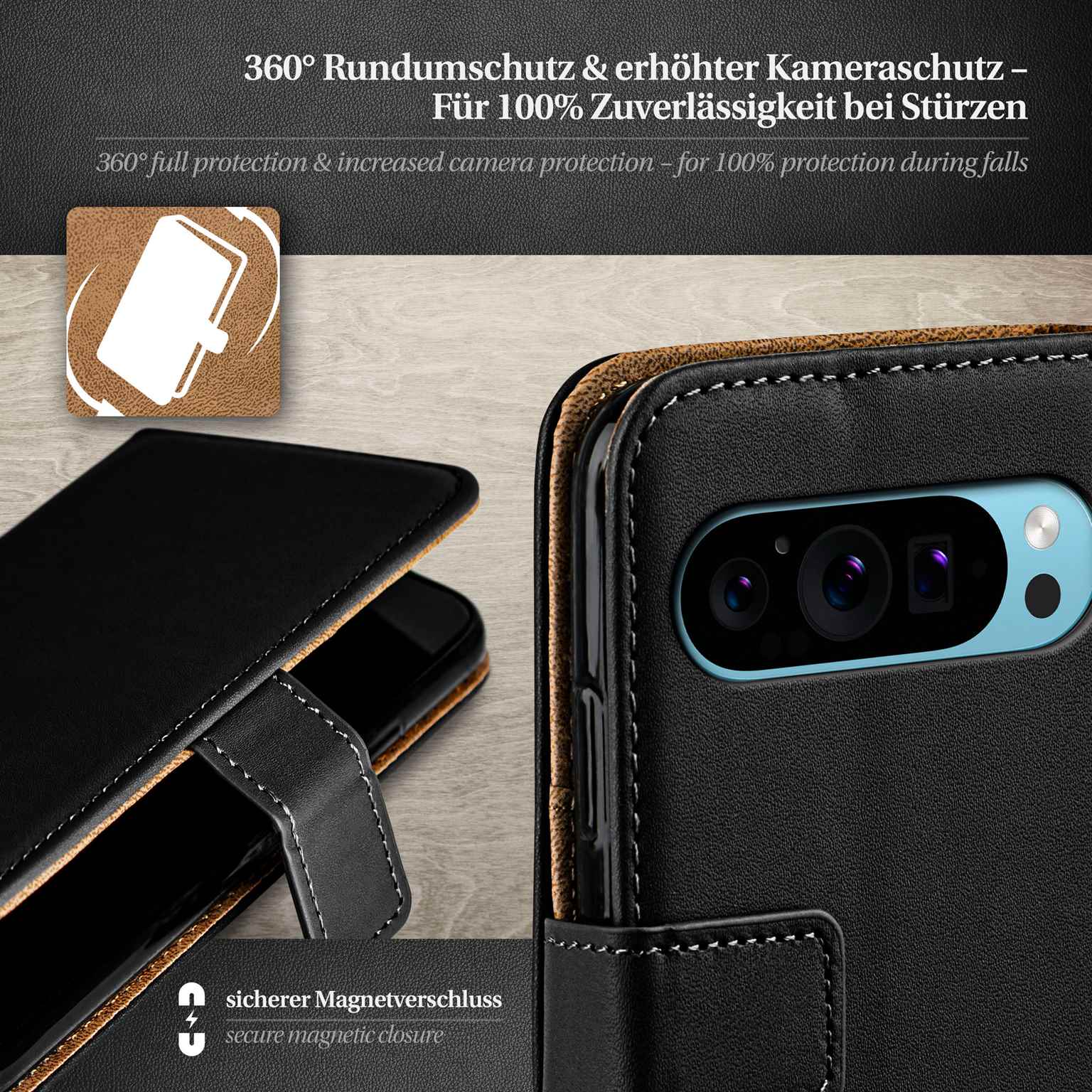 moex Book Case für Google Pixel 9 Pro XL Klapphülle mit Kartenfach – Weiteres Produktbild 3