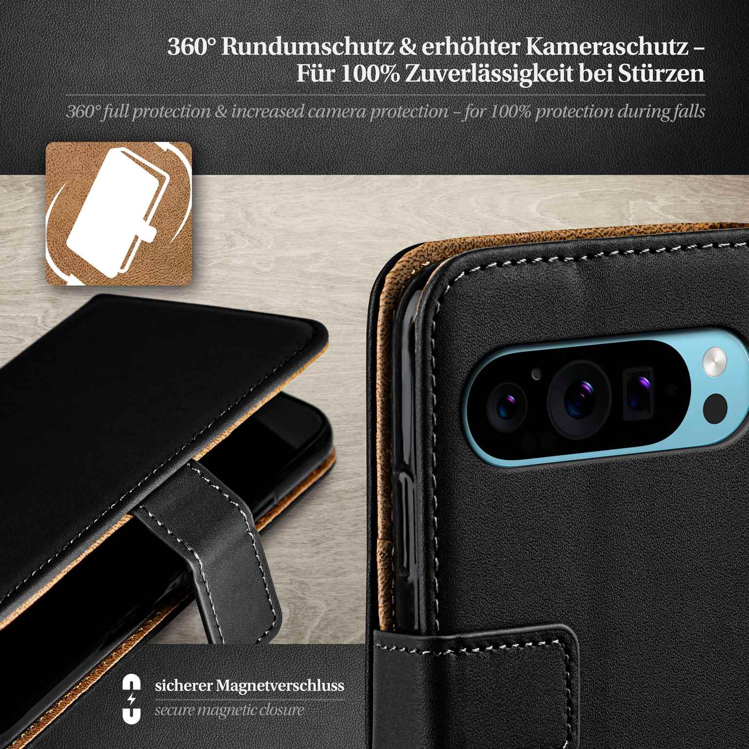 moex Book Case für Google Pixel 9 Pro Klapphülle mit Kartenfach – Weiteres Produktbild 3