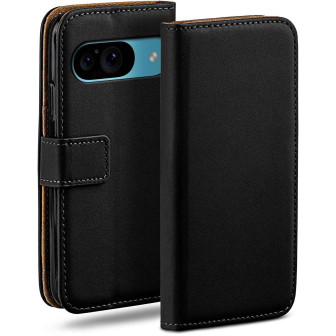 moex Book Case für Google Pixel 9 Klapphülle mit Kartenfach – Tiefschwarz