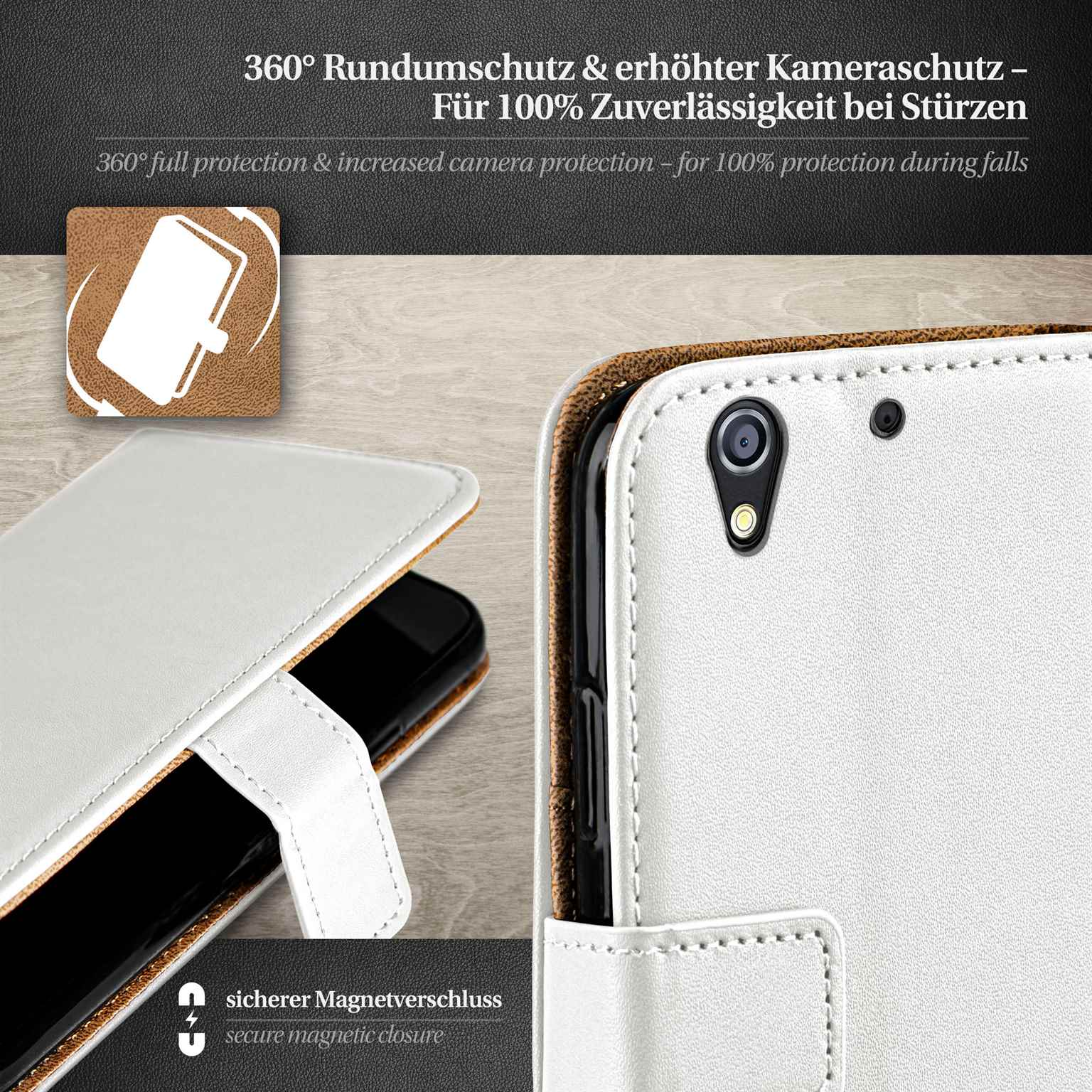 moex Book Case für HTC Desire 626G Klapphülle mit Kartenfach – Weiteres Produktbild 3