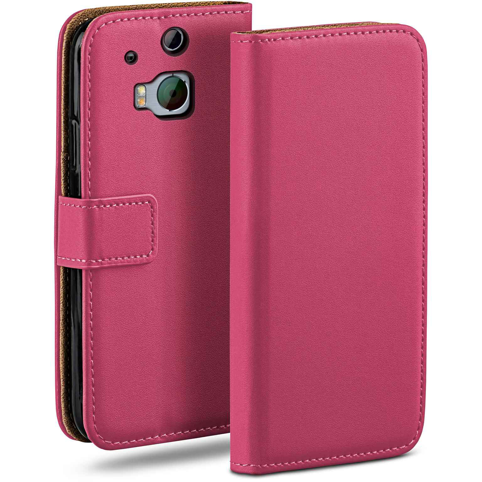 moex Book Case für HTC One M8 Klapphülle mit Kartenfach – Berry-Fuchsia