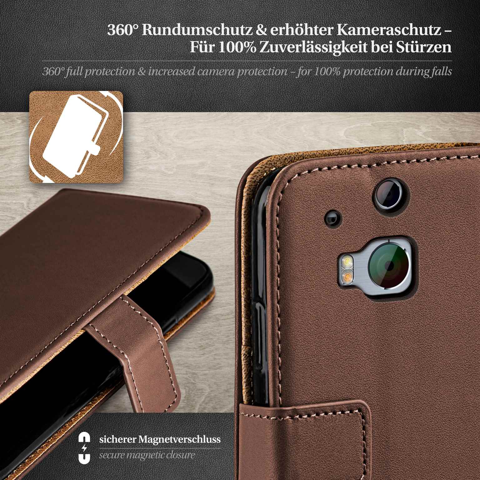 moex Book Case für HTC One M8s Klapphülle mit Kartenfach – Weiteres Produktbild 2