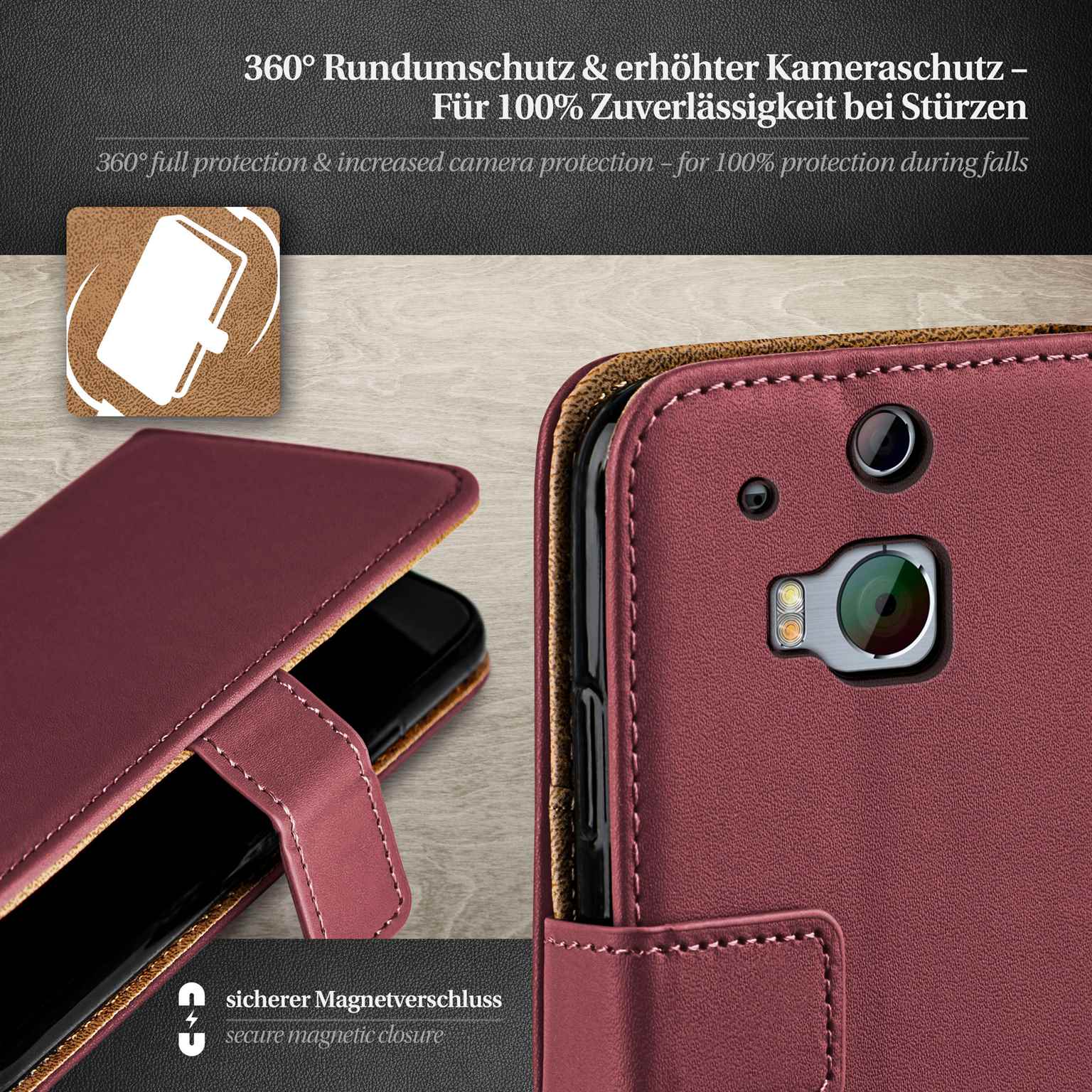 moex Book Case für HTC One M8s Klapphülle mit Kartenfach – Weiteres Produktbild 2