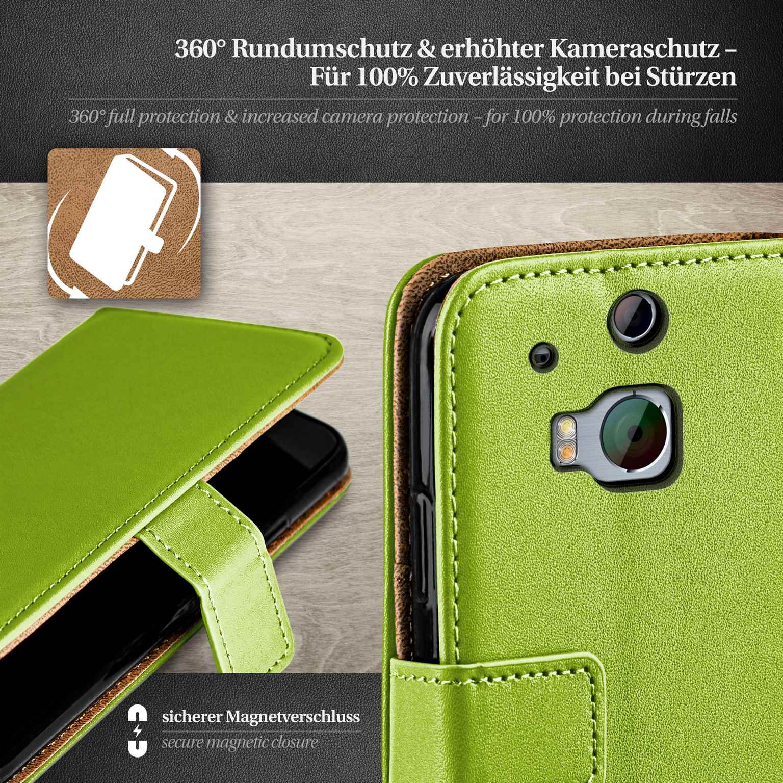 moex Book Case für HTC One M8s Klapphülle mit Kartenfach – Weiteres Produktbild 2