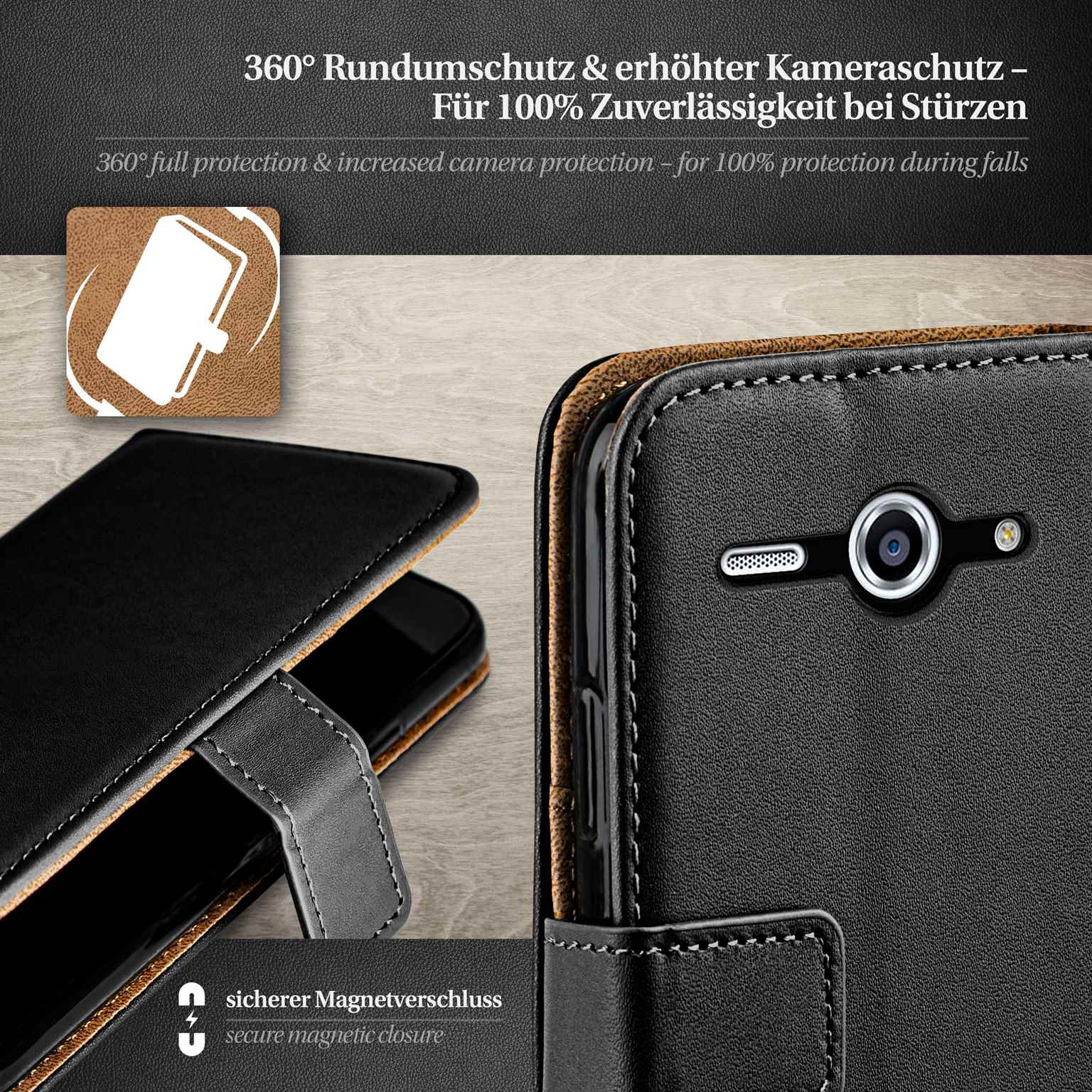 moex Book Case für Huawei Ascend Y530 Klapphülle mit Kartenfach – Weiteres Produktbild 2
