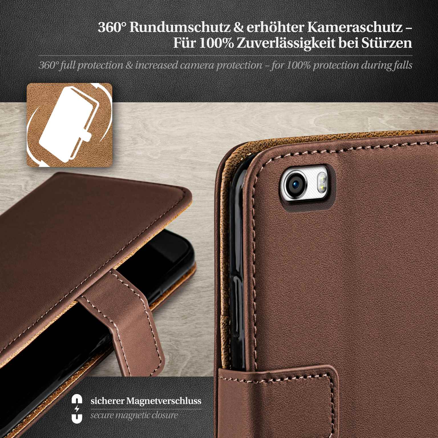 moex Book Case für Huawei Honor 6 Klapphülle mit Kartenfach – Weiteres Produktbild 3