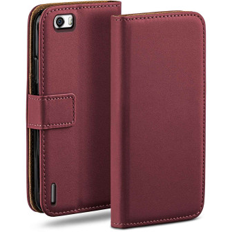 moex moex Book Case für Huawei Honor 6 Klapphülle mit Kartenfach – Maroon-Red