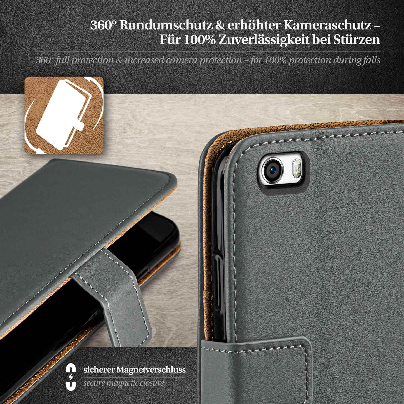 moex Book Case für Huawei Honor 6 Klapphülle mit Kartenfach – Weiteres Produktbild 3