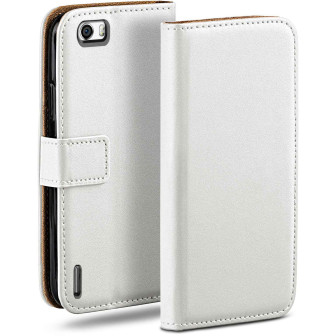 moex moex Book Case für Huawei Honor 6 Klapphülle mit Kartenfach – Pearl-White