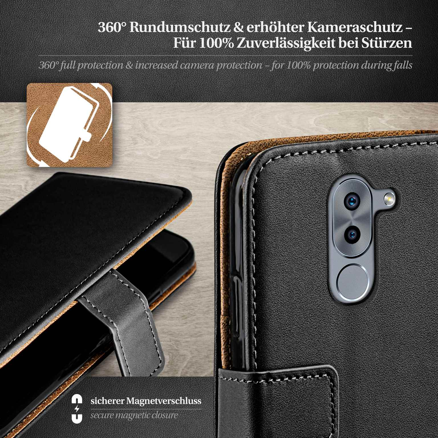 moex Book Case für Huawei Honor 6X Klapphülle mit Kartenfach – Weiteres Produktbild 3 moex Book Case für Huawei Honor 6X Klapphülle mit Kartenfach – Weiteres Produktbild 3