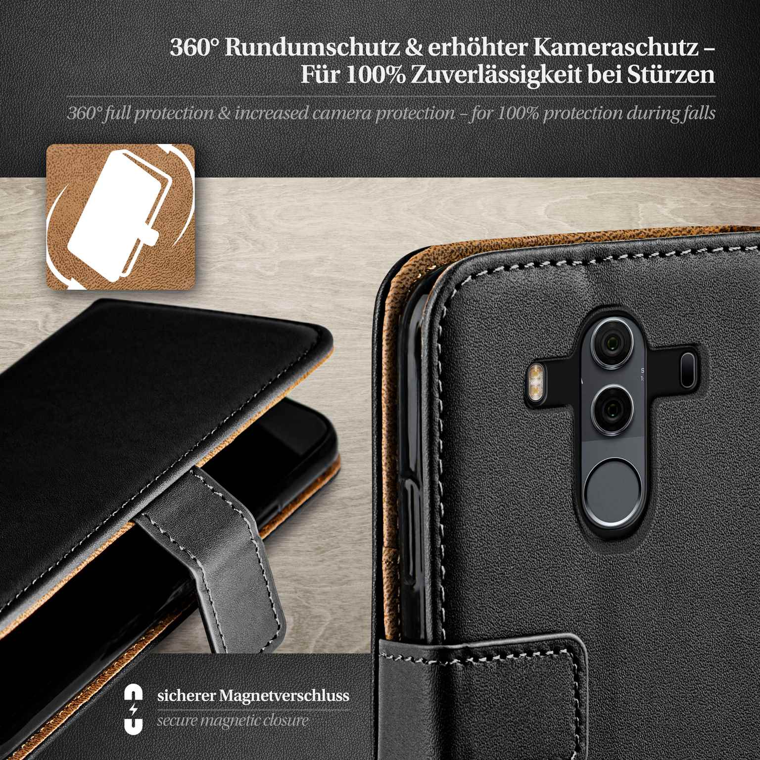 moex Book Case für Huawei Mate 10 Pro Klapphülle mit Kartenfach – Weiteres Produktbild 3