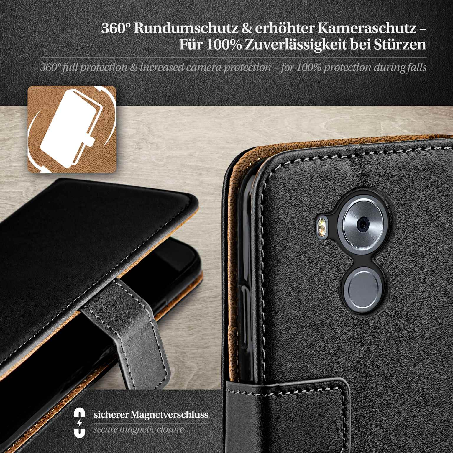 moex Book Case für Huawei Mate 8 Klapphülle mit Kartenfach – Weiteres Produktbild 2