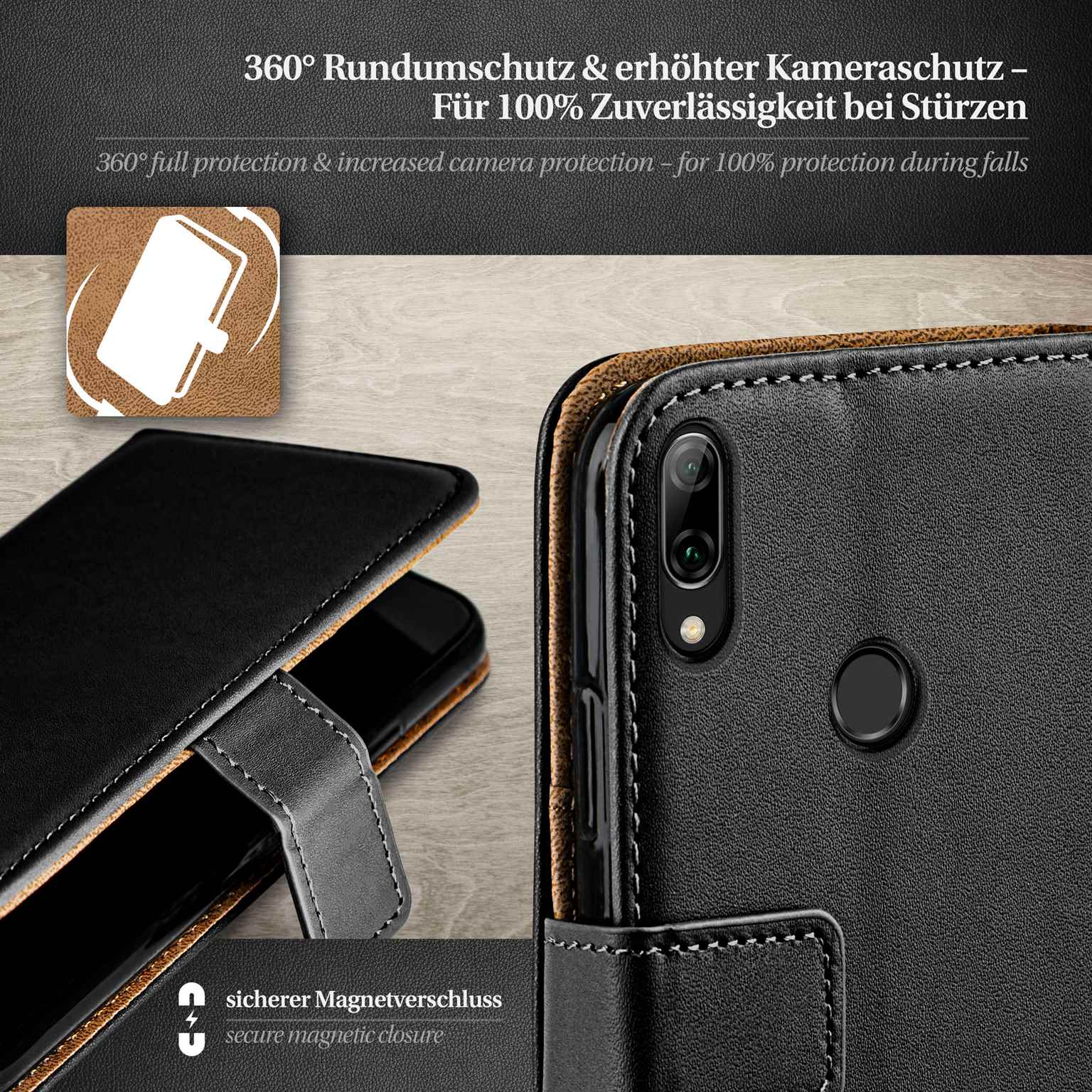 moex Book Case für Huawei P smart 2019 Klapphülle mit Kartenfach – Weiteres Produktbild 3