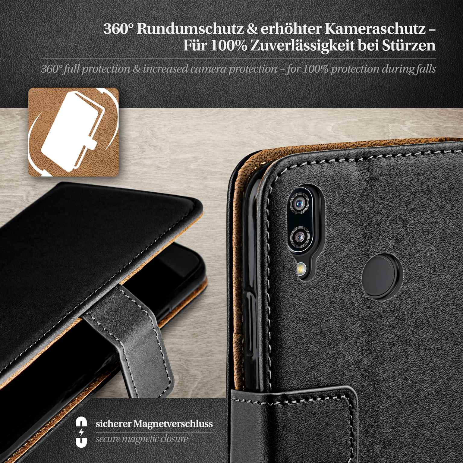 moex Book Case für Huawei P20 Lite Klapphülle mit Kartenfach – Weiteres Produktbild 3