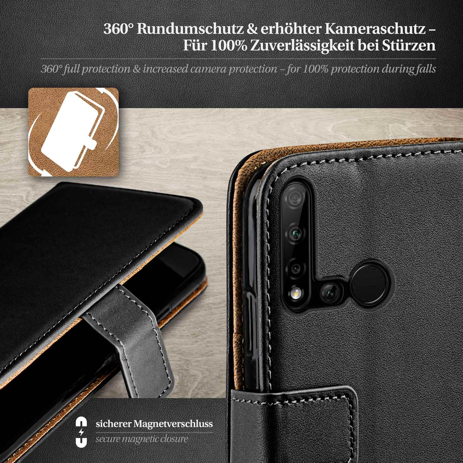 moex Book Case für Huawei P20 Lite (2019) Klapphülle mit Kartenfach – Weiteres Produktbild 3