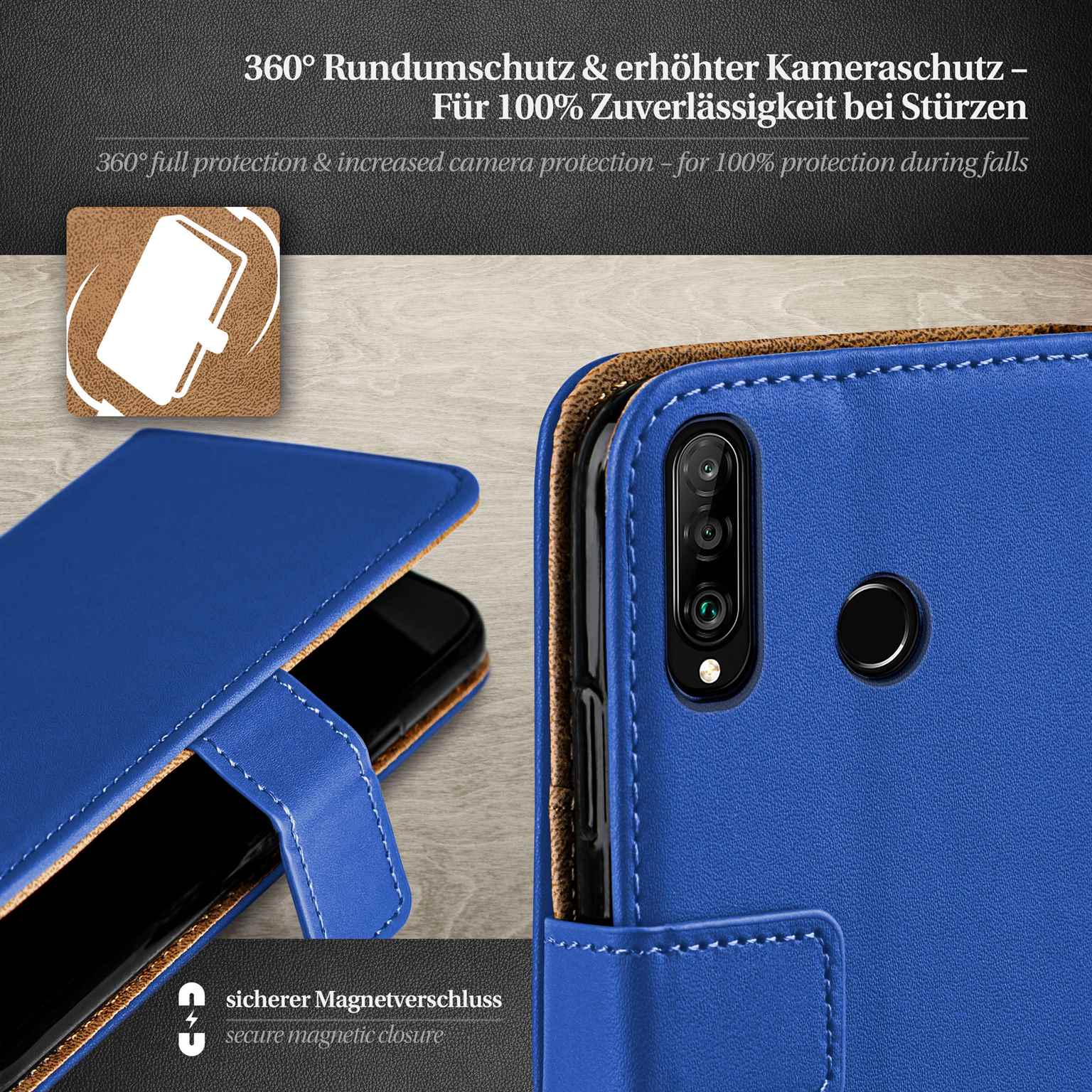 moex Book Case für Huawei P30 Lite New Edition Klapphülle mit Kartenfach – Weiteres Produktbild 3