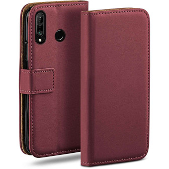 moex Book Case für Huawei P30 Lite New Edition Klapphülle mit Kartenfach – Maroon-Red