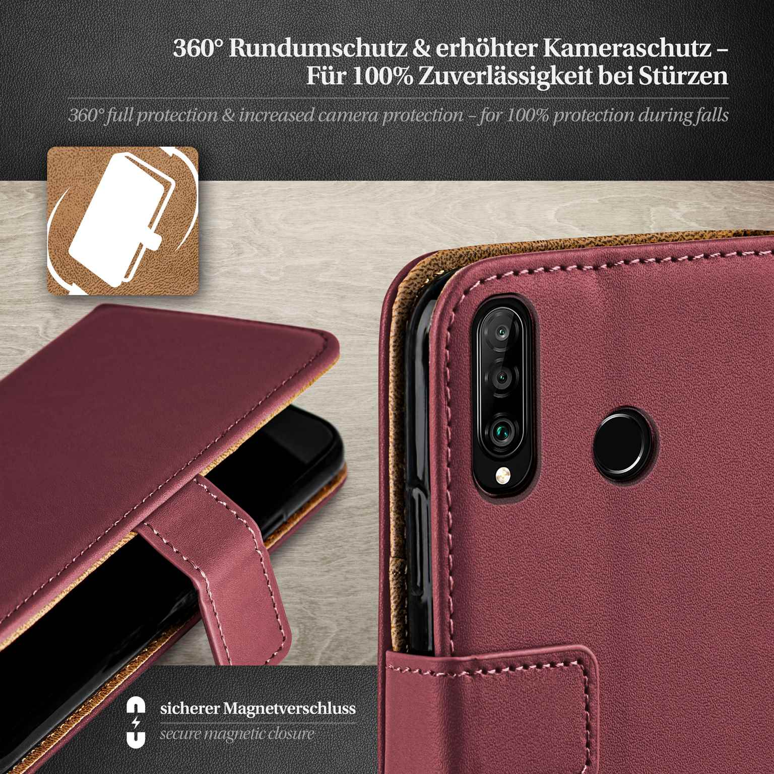 moex Book Case für Huawei P30 Lite New Edition Klapphülle mit Kartenfach – Weiteres Produktbild 3