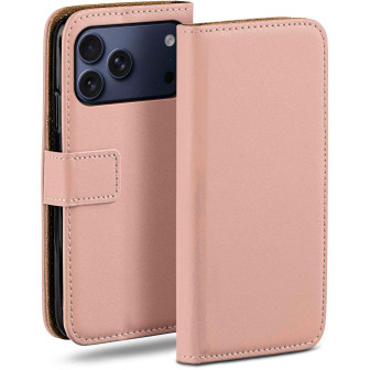 moex Book Case für iPhone 17 Pro Max Klapphülle mit Kartenfach – Altrosa