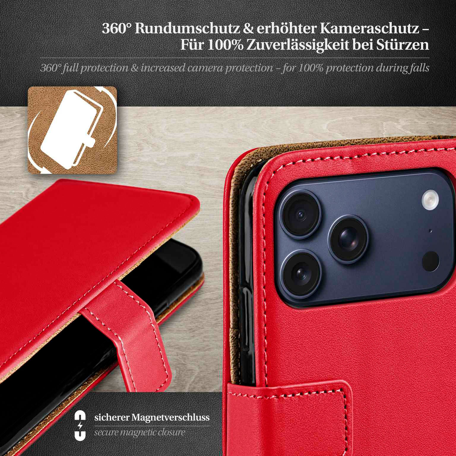 moex Book Case für iPhone 17 Pro Max Klapphülle mit Kartenfach – Weiteres Produktbild 3 moex Book Case für iPhone 17 Pro Max Klapphülle mit Kartenfach – Weiteres Produktbild 3