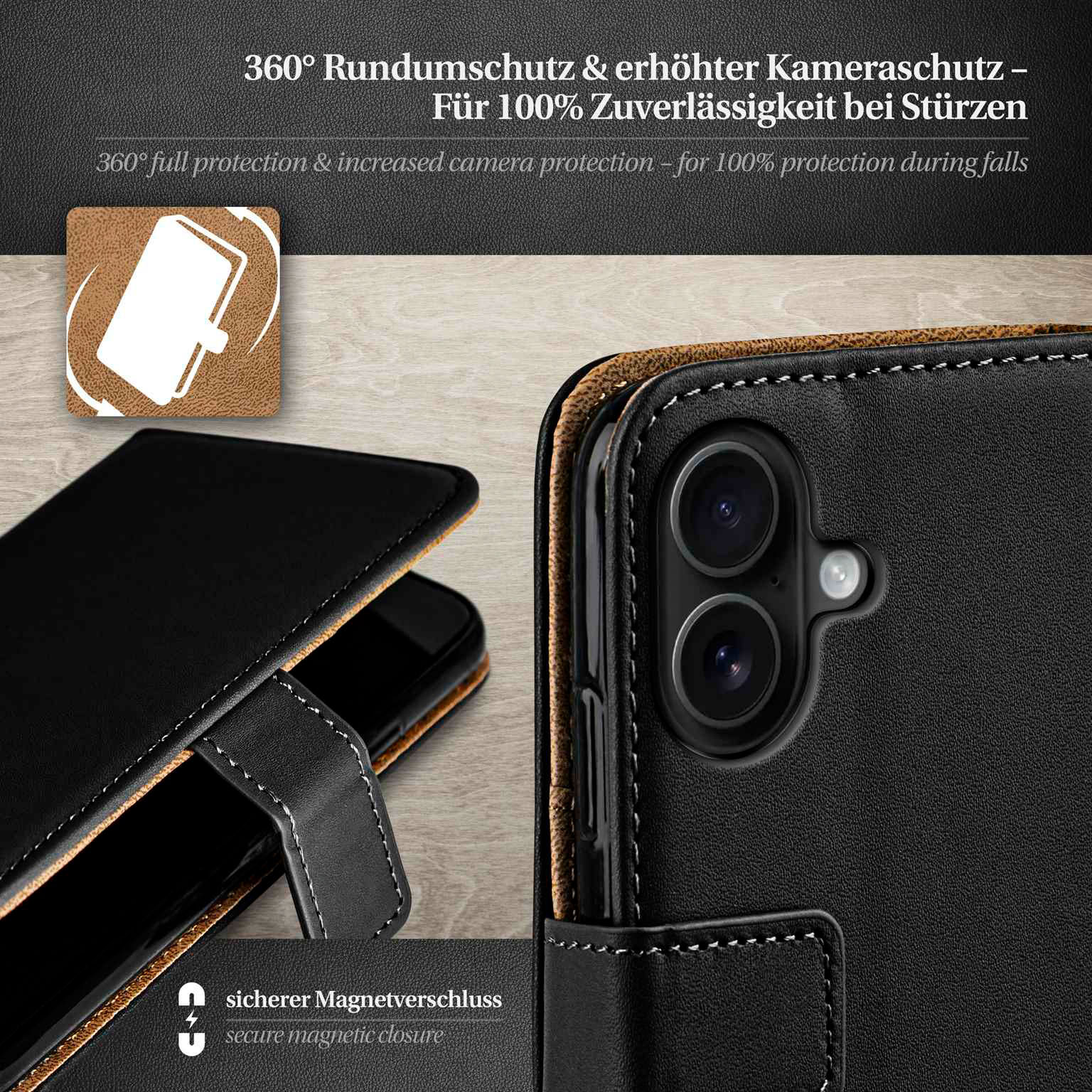 moex Book Case für iPhone 17 Klapphülle mit Kartenfach – Weiteres Produktbild 3 moex Book Case für iPhone 17 Klapphülle mit Kartenfach – Weiteres Produktbild 3