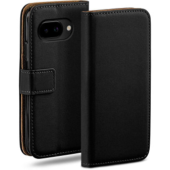 moex Book Case für Google Pixel 9a Klapphülle mit Kartenfach – Tiefschwarz