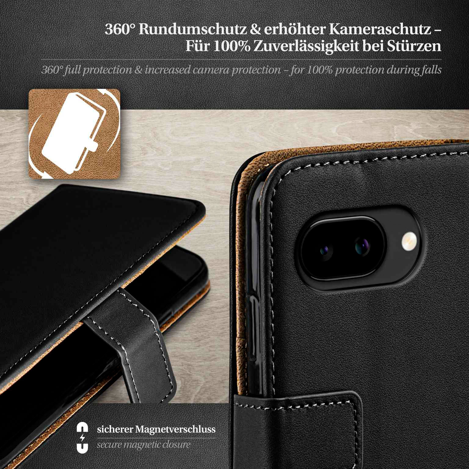 moex Book Case für Google Pixel 9a Klapphülle mit Kartenfach – Weiteres Produktbild 2