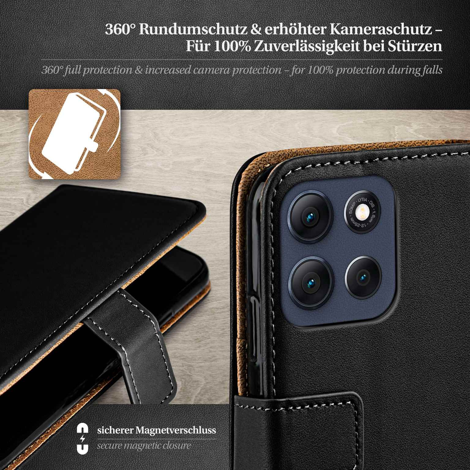 moex Book Case für Motorola Moto G86 5G Klapphülle mit Kartenfach – Weiteres Produktbild 3