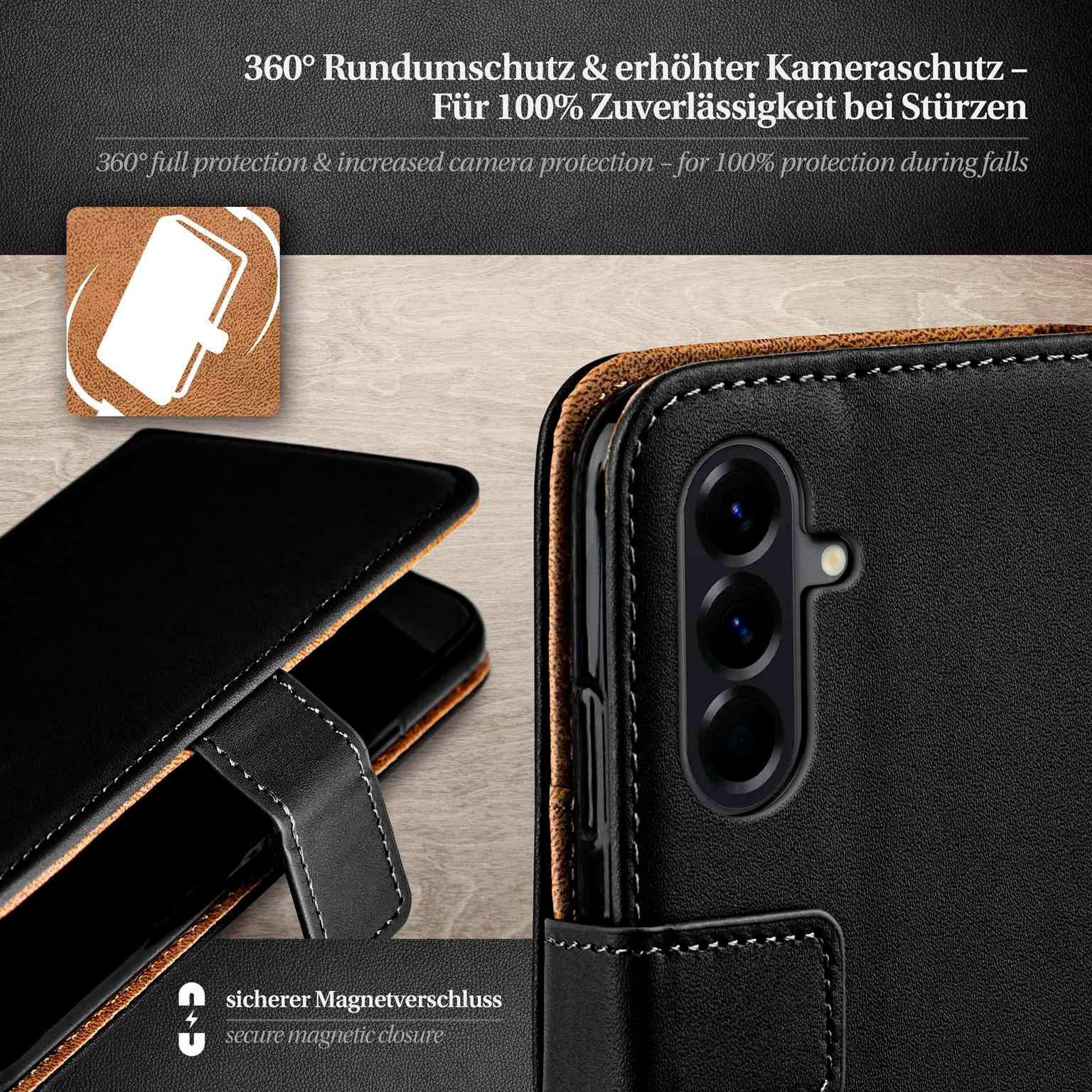 moex Book Case für Samsung Galaxy A56 5G Klapphülle mit Kartenfach – Weiteres Produktbild 3