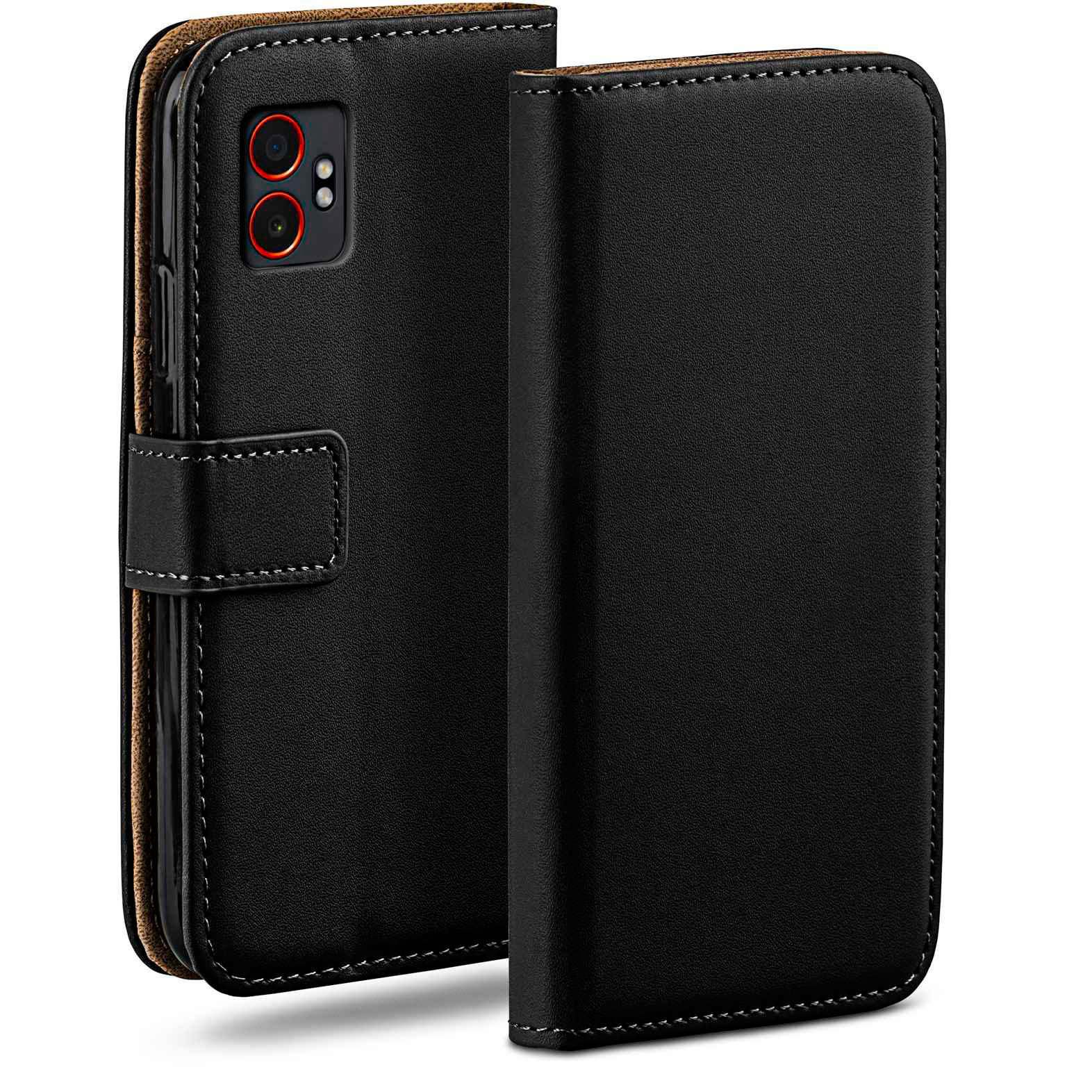 moex Book Case für Samsung Galaxy XCover 7 Pro Klapphülle mit Kartenfach – Tiefschwarz