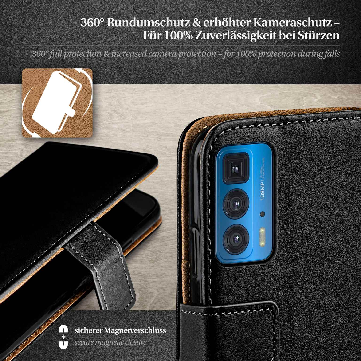 moex Book Case für Motorola Edge 20 Pro Klapphülle mit Kartenfach – Weiteres Produktbild 3