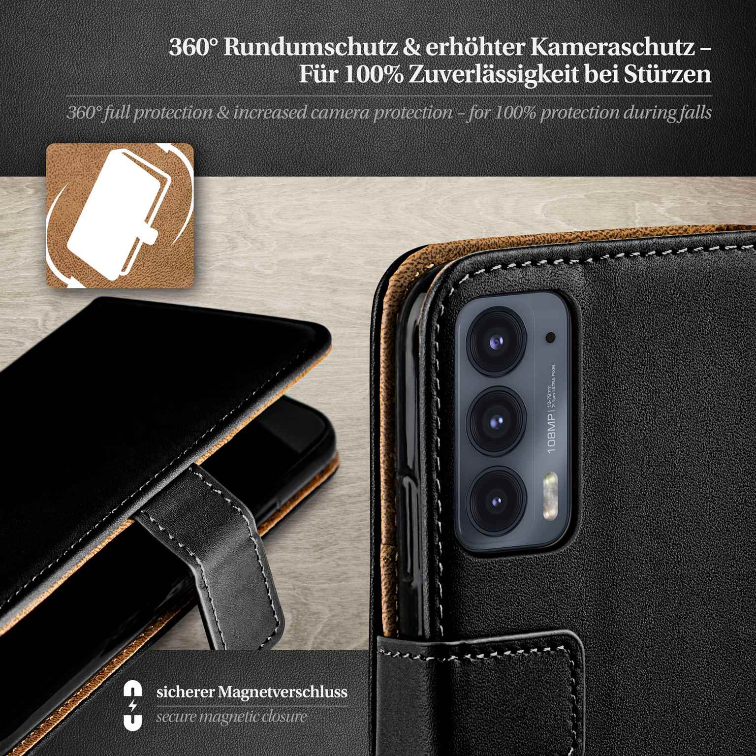 moex Book Case für Motorola Edge 20 Klapphülle mit Kartenfach – Weiteres Produktbild 2