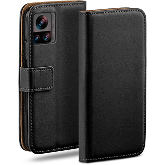 moex Book Case für Motorola Edge 30 Ultra Klapphülle mit Kartenfach – Deep-Black