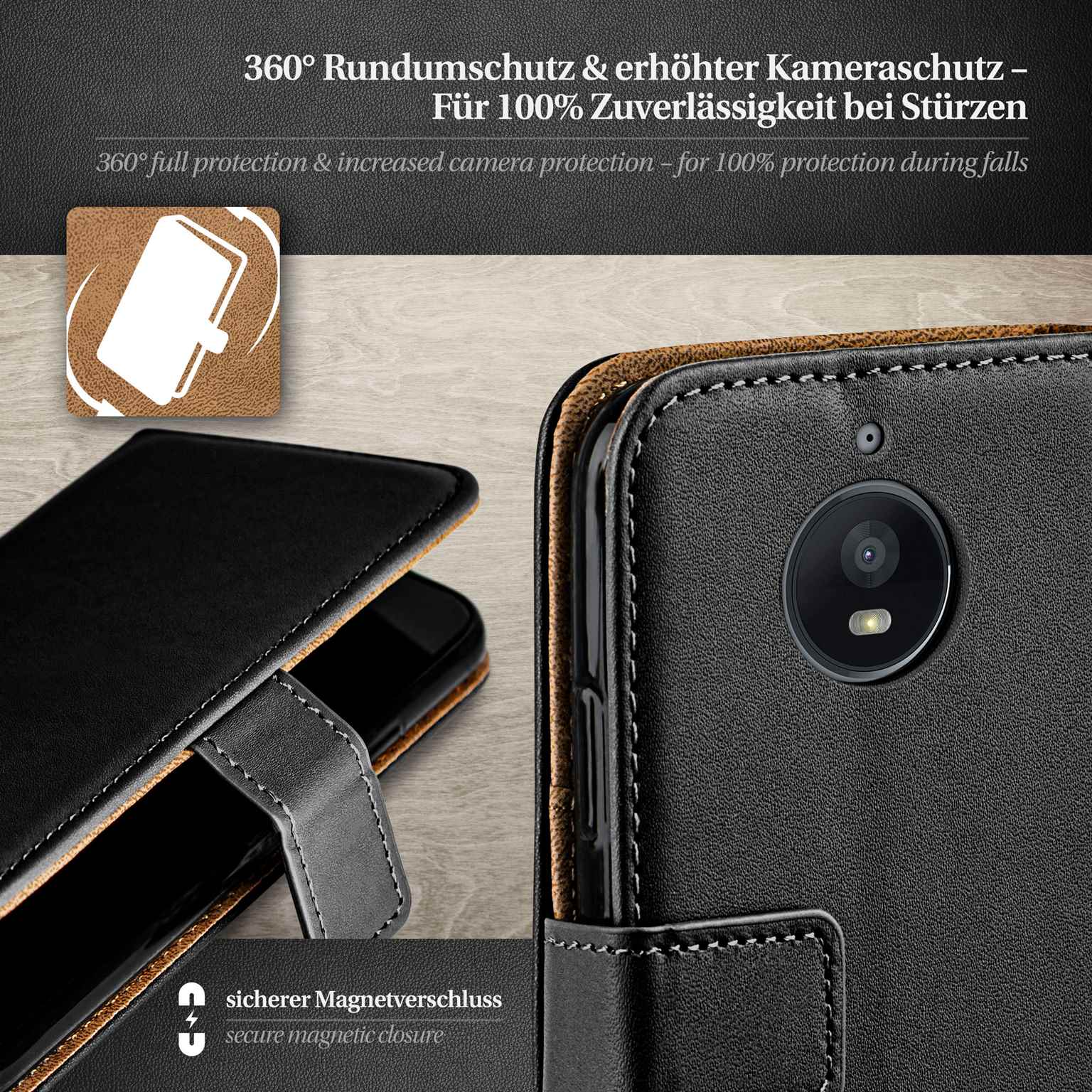 moex Book Case für Motorola Moto E4 Klapphülle mit Kartenfach – Weiteres Produktbild 2