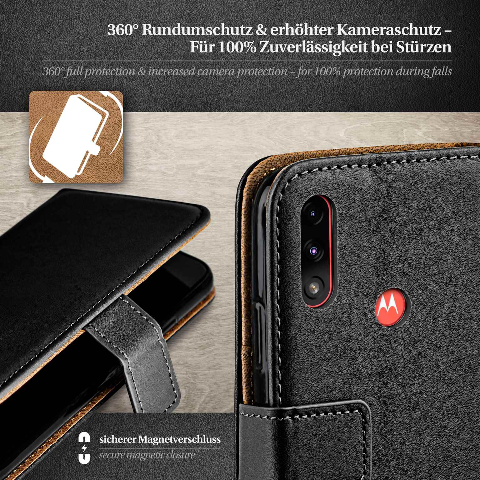 moex Book Case für Motorola Moto E7i Power Klapphülle mit Kartenfach – Weiteres Produktbild 2