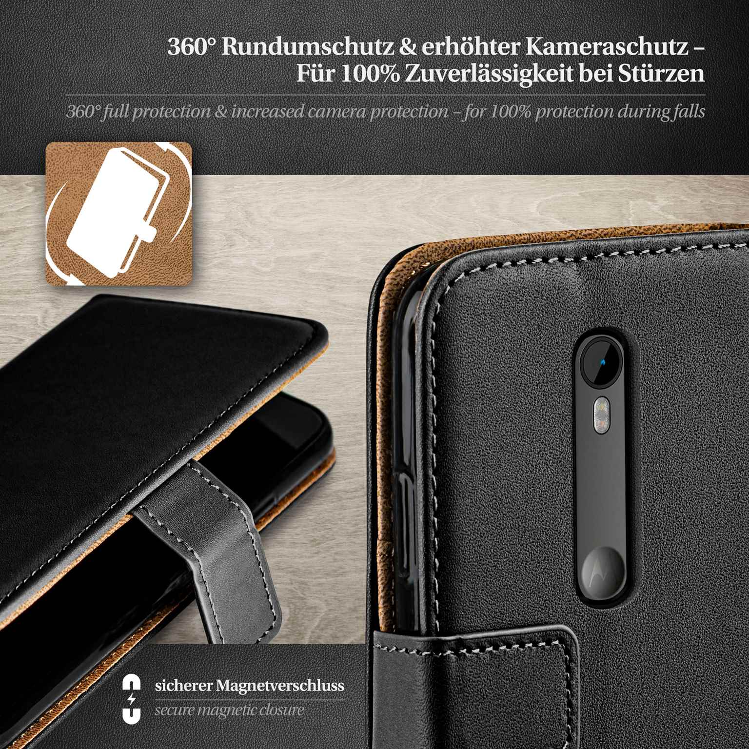 moex Book Case für Motorola Moto G3 Klapphülle mit Kartenfach – Weiteres Produktbild 2